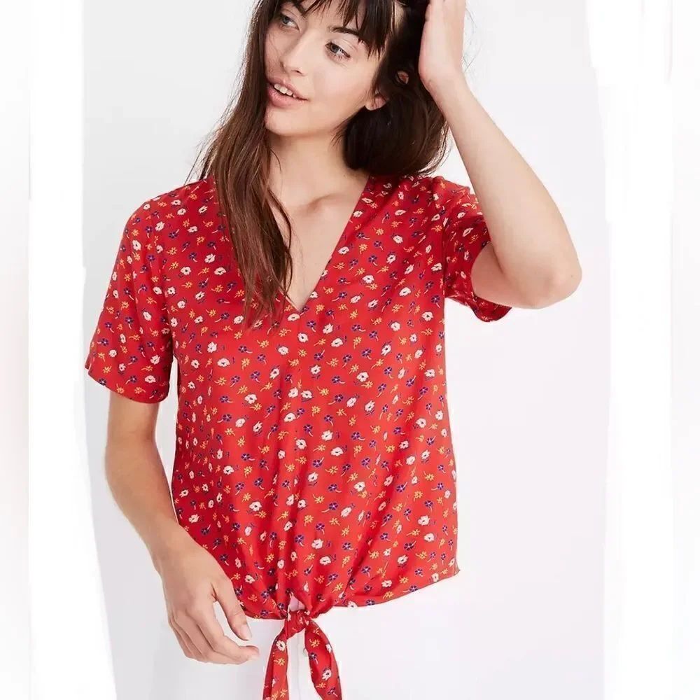 Madewell Novel Tie-Front Top in Prairie Posies
